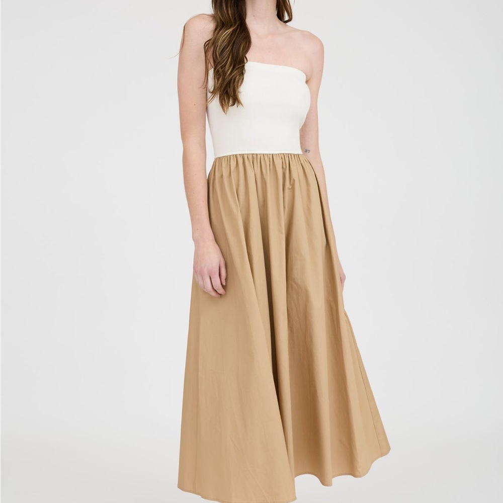 A33- Mixed Media Strapless Dress